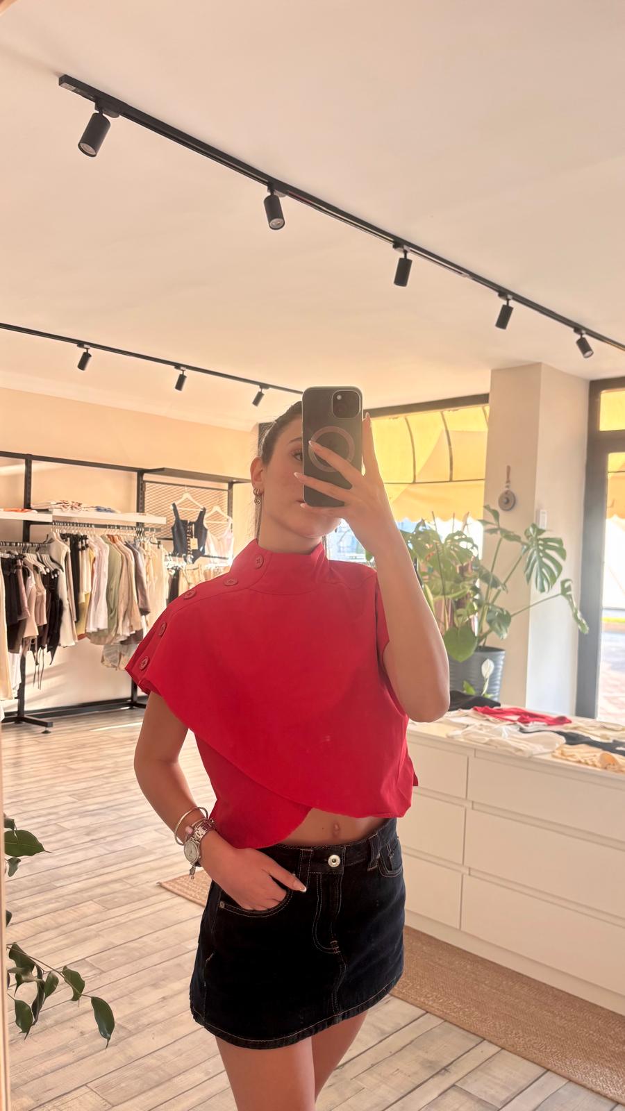 Crop Omuz Detaylı Bluz